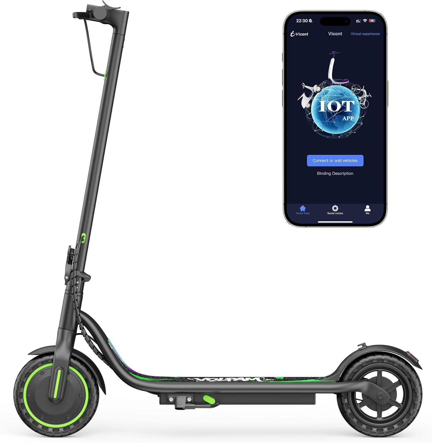 VOLPAM Adult Electric Scooter, 250W/350W/500WMotor, 8.5"/10" Solid Tires, 10/19/22Mph, 32/28/23/21/18/16/10Miles Max Range, Dual Braking