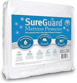 SureGuard Crib Size Mattress Protector - 100% Waterproof, Hypoallergenic - Premium Fitted Cotton Terry Cover