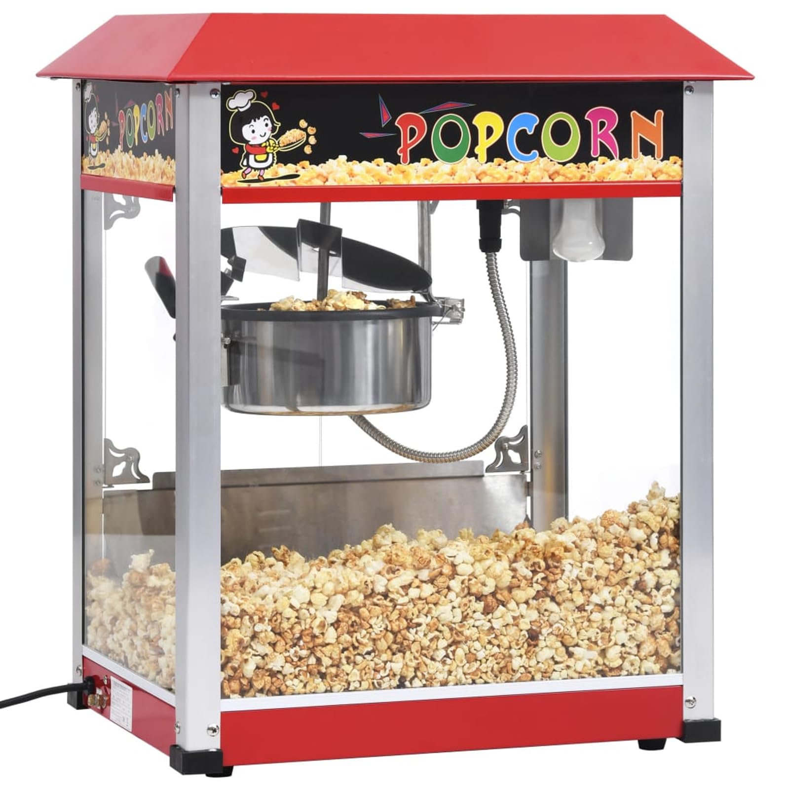 Máquina para Hacer Palomitas de maíz con Olla de teflón 1400 W Palomitero Vintage Estilo Carrito