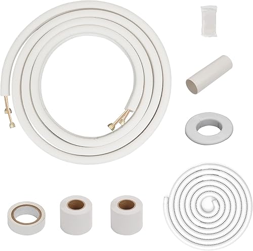 Air Jade Tubos de cobre aislados de 33 pies de 1/4 y 3/8 pulgadas Mini línea dividida para aire acondicionado sin conductos, sistema de bomba de