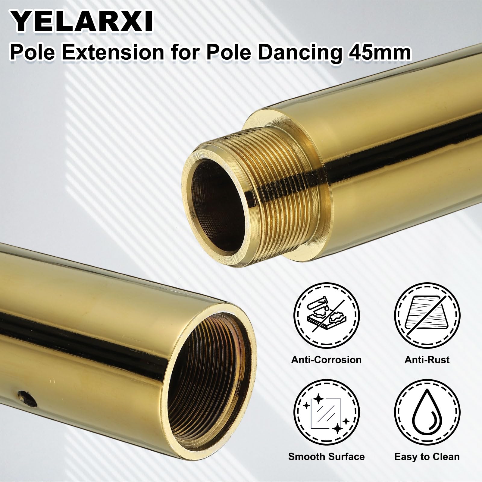 Prolunga per asta da ballo da 45 mm, tubo estensibile regolabile professionale portatile rimovibile di ricambio, 12,7 cm, oro e acciaio inossidabile, adatto per (Connect Dancing Pole Stripper)