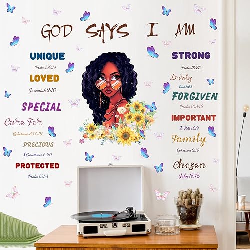 Miniatura 2 de Calcomanías de pared inspiradoras para niña negra, calcomanías de pared para dormitorio de niñas, citas motivacionales, calcomanías de pared con