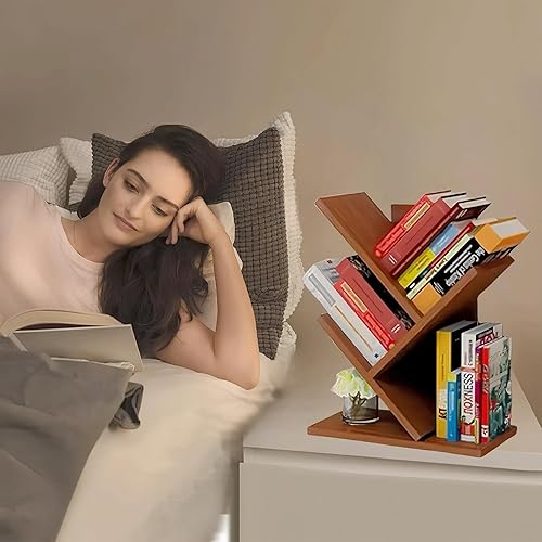 Miniatura 60 de Godferyxin Estantería de árbol de libros, estantería de madera de 5 niveles para exhibir libros, CD, revistas y más en la oficina, el hogar o la