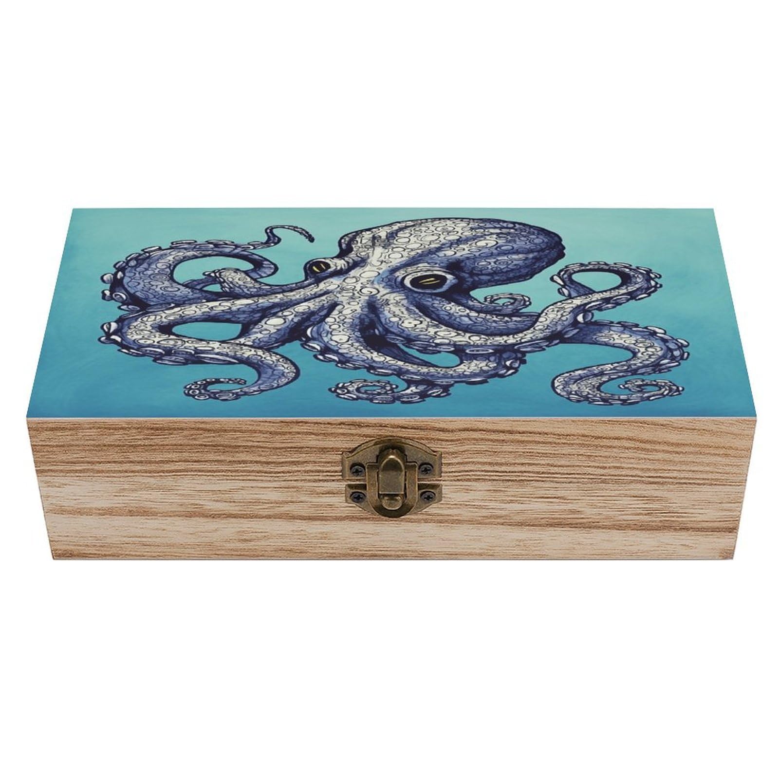 VstaDank Octopus Design Wooden Storage Box Wooden Keepsake Box with Hinged Lid Exquisite Solid Wood Decorative Jewelry Case Memory Box for Jewelry Photos Letters Crafts Trinkets