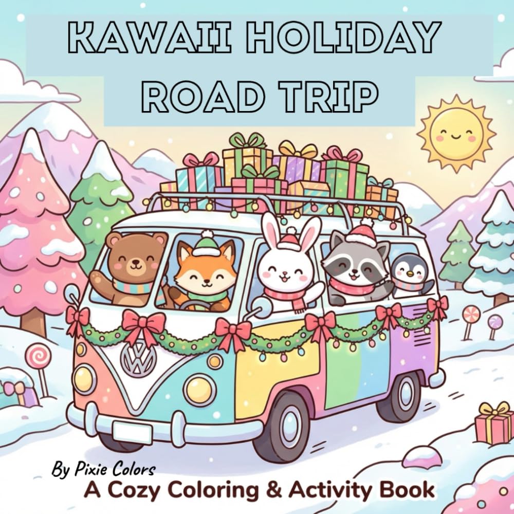 Kawaii Holiday Road Trip!: A Cozy Coloring And Active Book