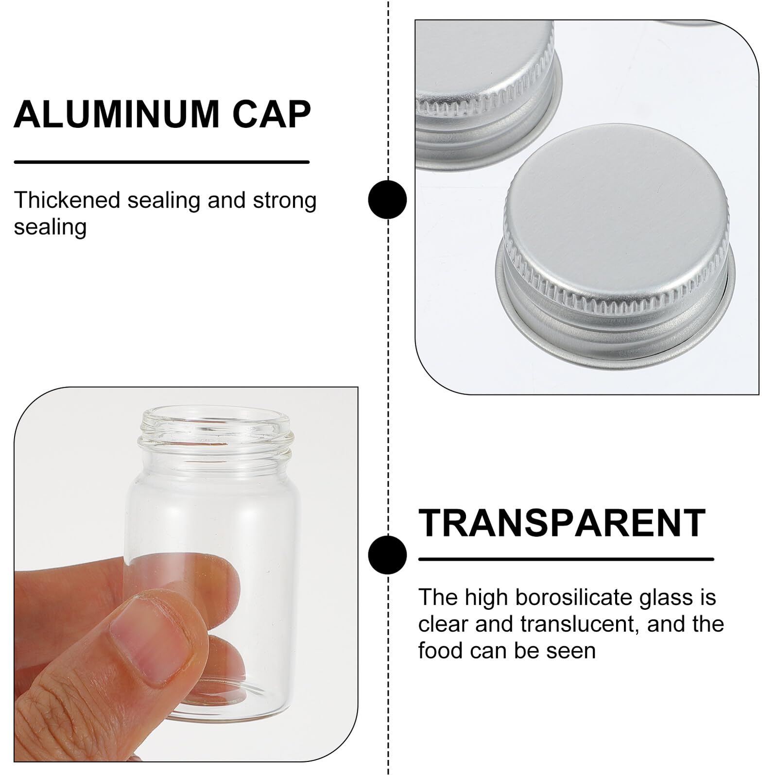 DOITOOL 50piezas Botellas de Vidrio Transparentes de Vidrio para Muestras de Laboratorio con Tapa Frascos para Uso Cocina o Manualidades