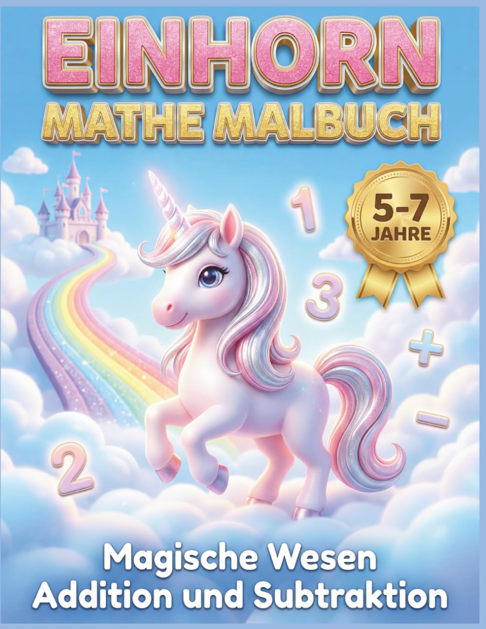 Einhorn Mathe Malbuch: Magische Wesen: Addition und Subtraktion – Malen nach Zahlen für Kinder ab 5-7 Jahren