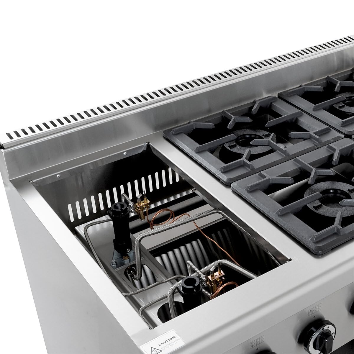 GastroHero Gasherd 6 Brenner 43,2 kW Edelstahl Standgerät offen Unterbau ECO Serie Profi Gasherd Gastronomie