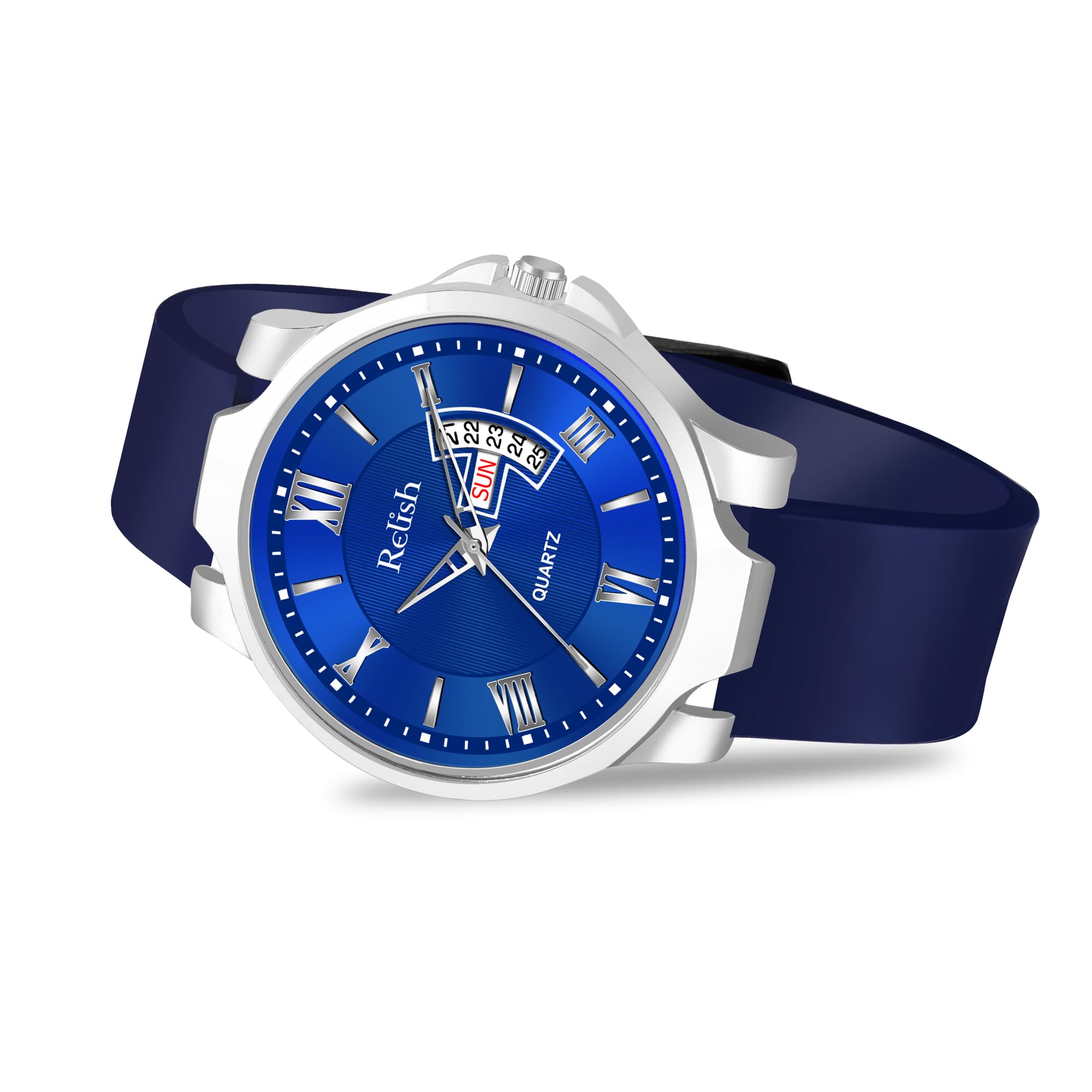 Relish RS2 Pro Analog Watch for Men & Boys Soft Silicone Strap, Day/Date Display, Quartz Movement - Blue Band (B0CV15TK1B) Amazon Price History, Amazon Price Tracker