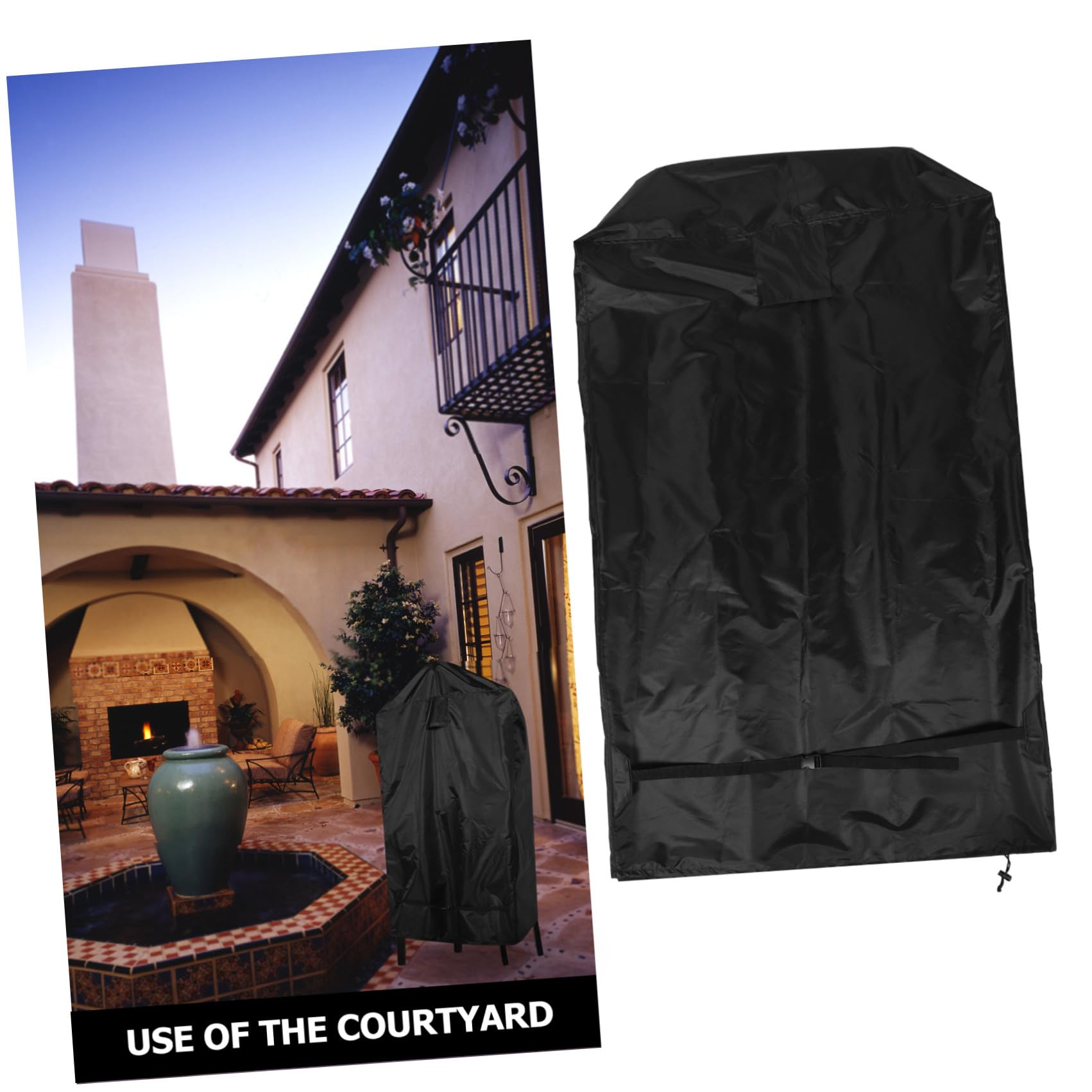 Copertura per Stufa Esterno Chiminea 56x37x26 Pollici in Oxford Nero | Resistente alle Intemperie, Traspirante e Leggera, Installazione Semplice per Giardino e Uso Tutto L’anno