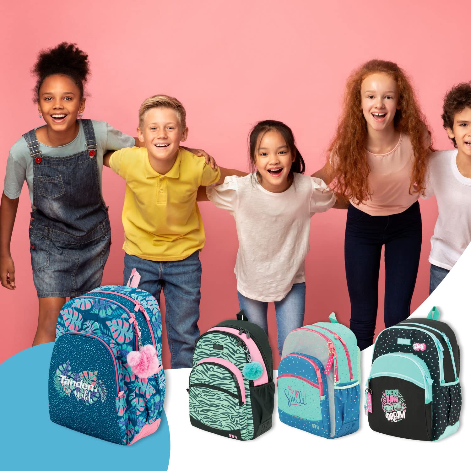 OFITURIA Zaino Scuola Bambina, Zaino Adattabile Auto, Spallacci Ergonomici Imbottiti con Materiale Traspirante, Zaino Bimba con Tasca Frontale e Tasca Laterale