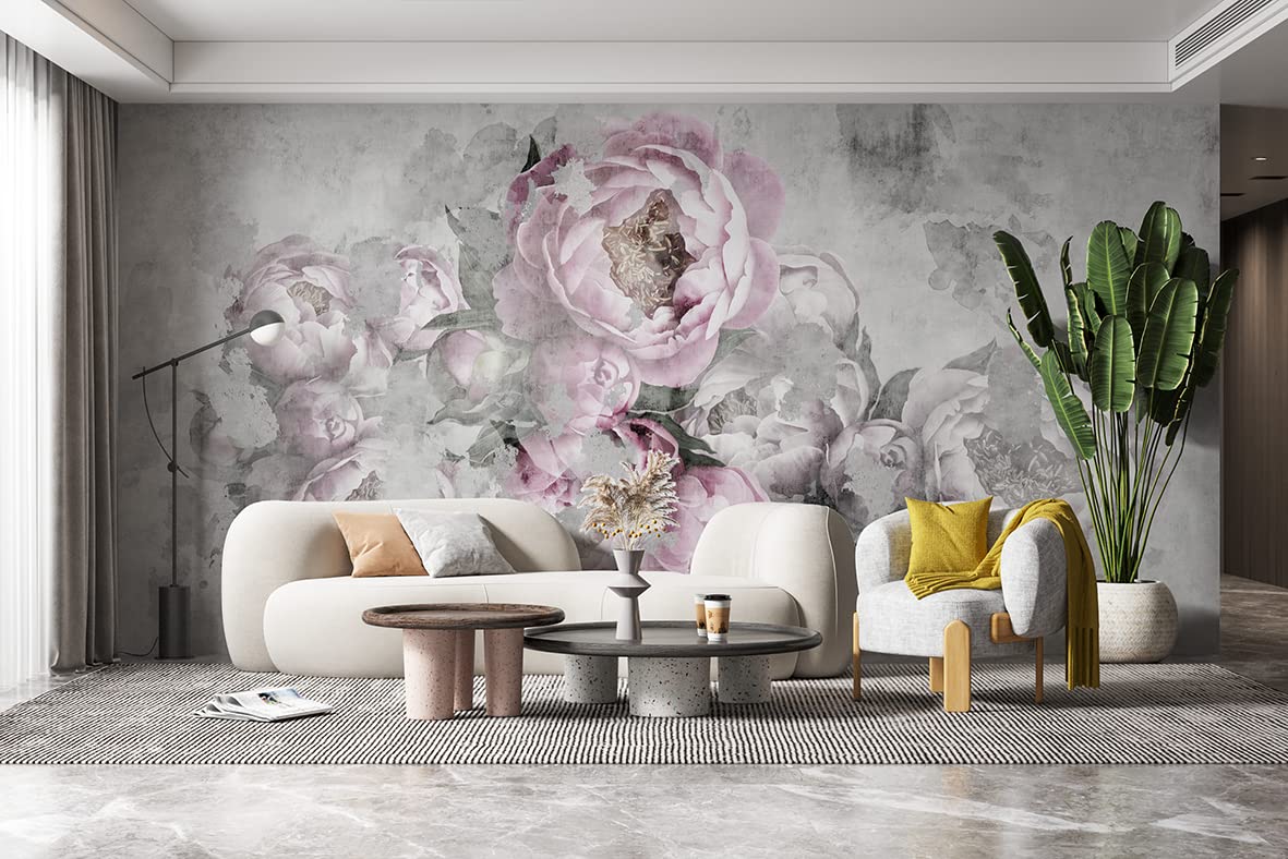 Papier Peint Panoramique Intissé Fleurs Rose Pivoines - 300x210 cm - Papier Peint Chambre et salon | Leroy Merlin