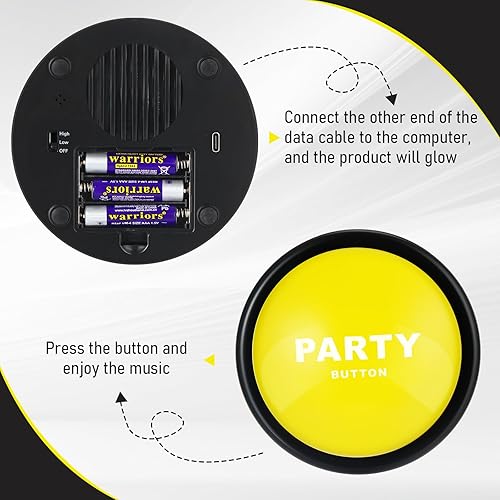 Miniatura 3 de Copkim 2 botones de música para fiesta de baile de los años 30 para el aula, 30 botones de sonido divertidos para juguetes de oficina, regalos