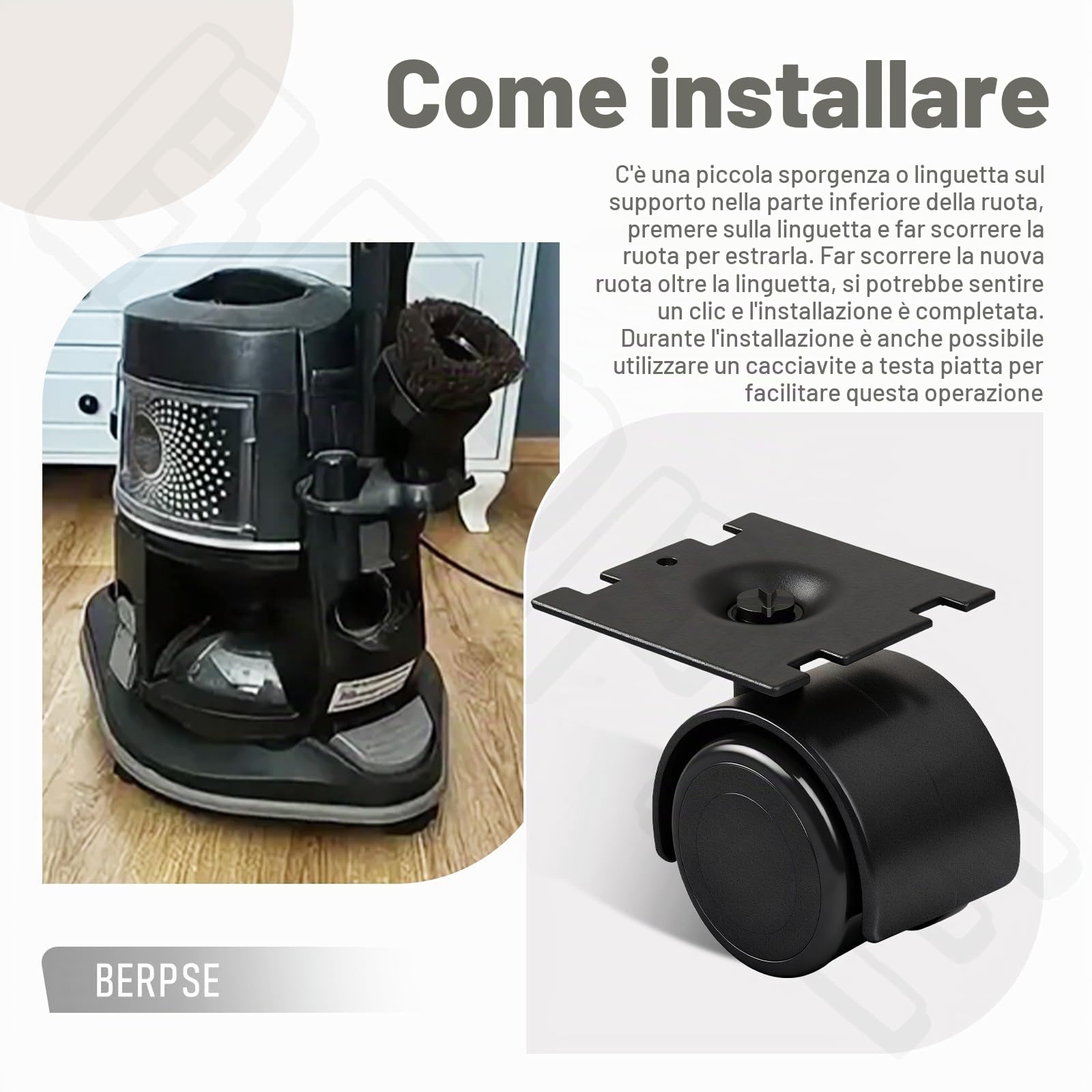 Rotella/piastra D-olly da 40 mm compatibile con R-ainbow V-acuum D4 D4C SE E E2 Series D-olly D-Ollie Cart Ruote girevoli – Confezione da 4