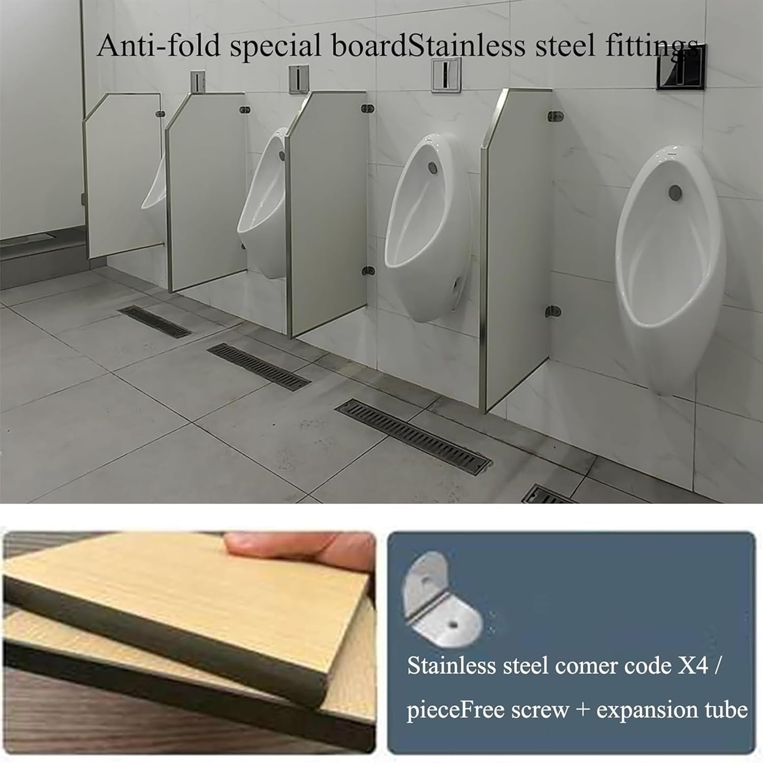 Wall-Mounted Urinal Partition, Urinal Privacy Screen Toilet Partition,Urinal Divider Screen Panel Toilet Partition(4PCS)
