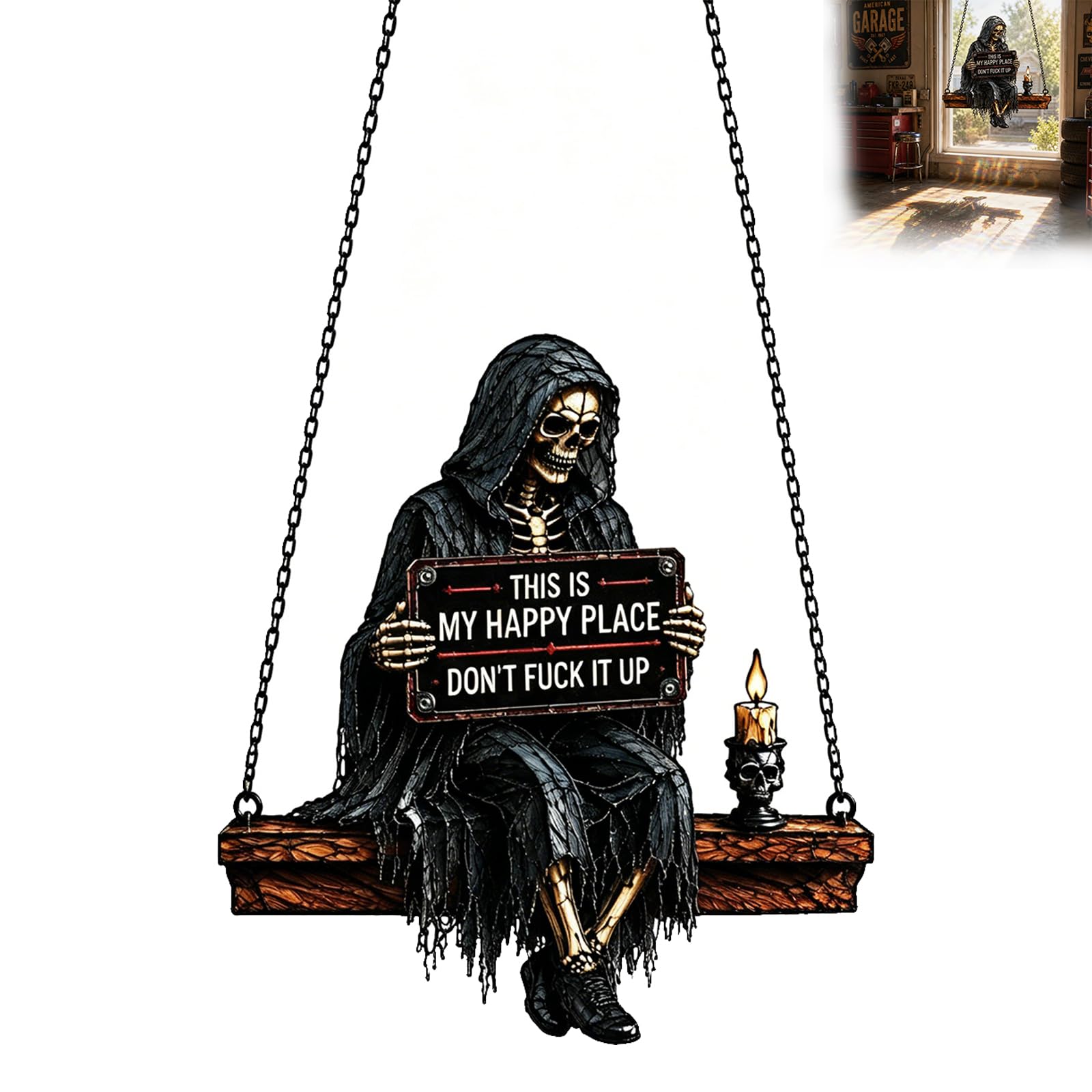 Gothic Skeleton Sun Catcher Reaper Swing Window Hangings Ornament，1pcs