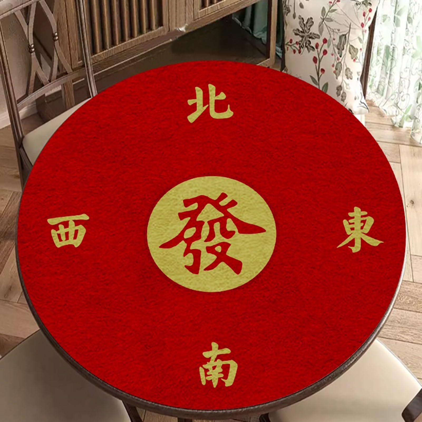 Okrągły czerwony z krawędzią, Mahjong torbą do przenoszenia, gier karcianych pokera, planszowych, kafelkowych(Red 3,70 * 70cm(27.55 * 27. 55in))