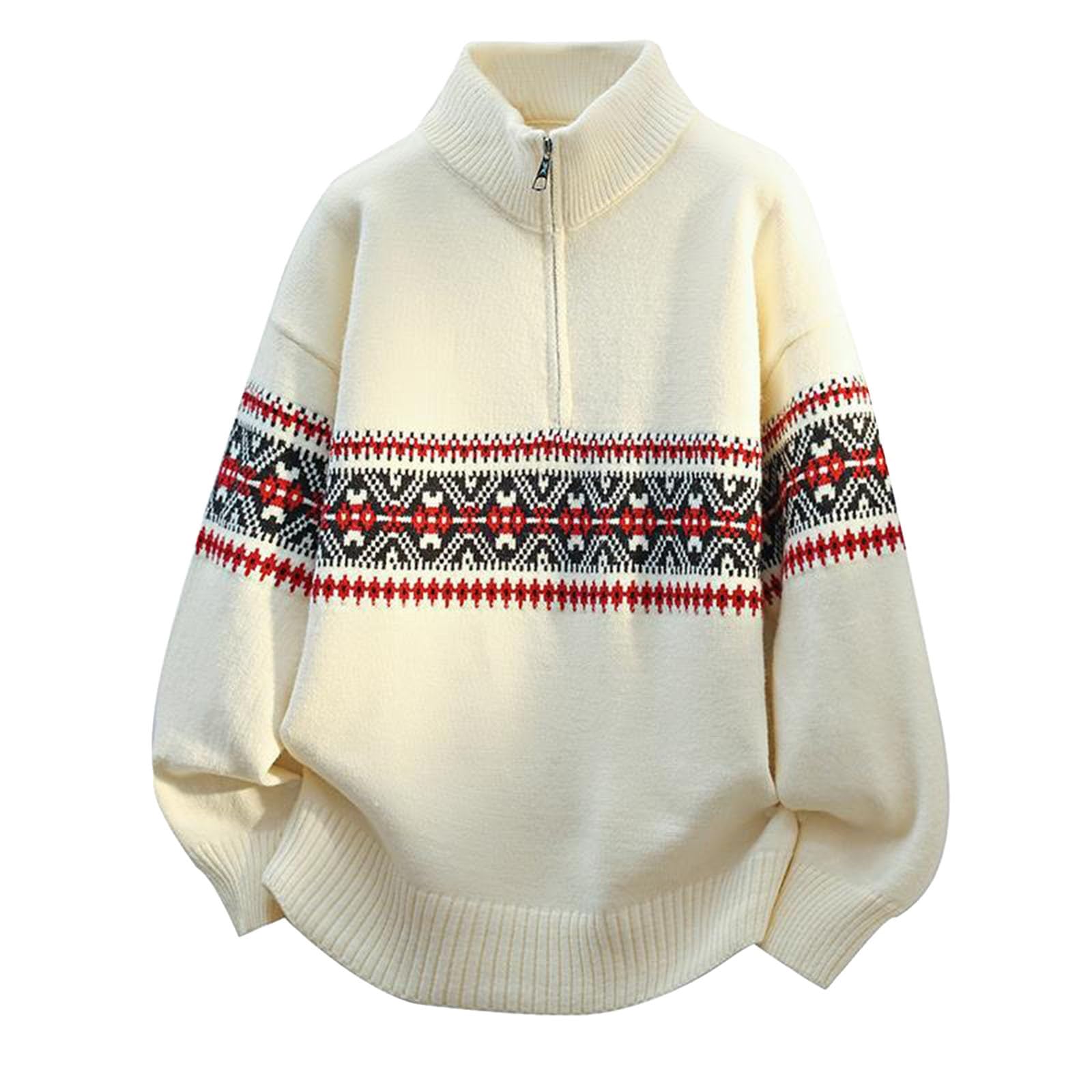 Suéter de Punto de Invierno, Cuello Semi Alto, Estilo Casual, Manga Larga, diseño Grueso y cómodo, Ideal para el frío y para Uso Diario.