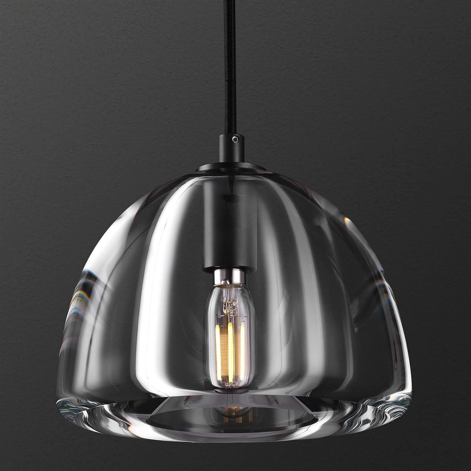 Black Pendant Lights Kitchen Island,Crystal Hemisphere Pendant Light,Kitchen Pendant Lighting Over Island,Modern Pendant Light Fixtures,Indoor Pendant Lights Black-Rope-D 7in
