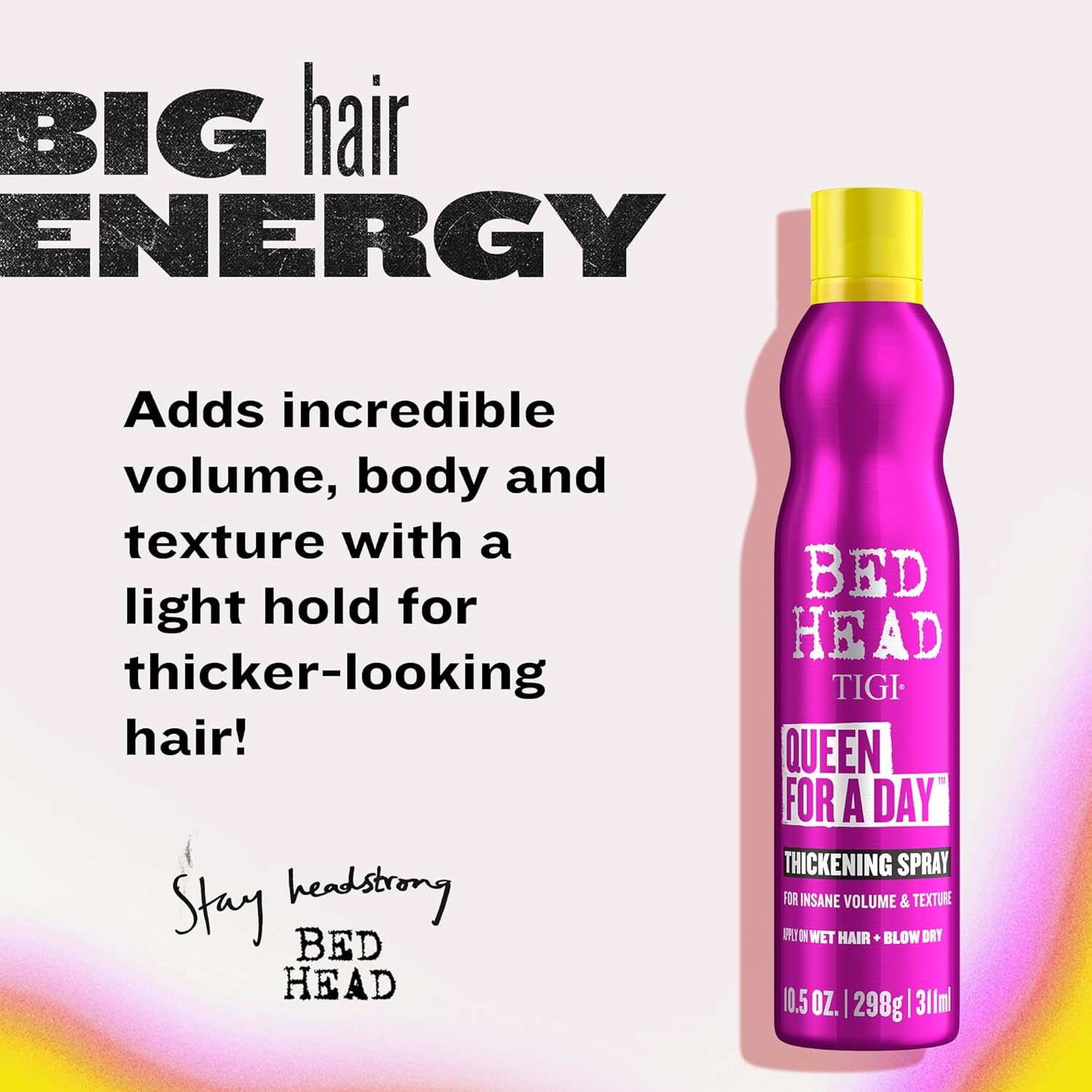 TIGI Bed Head Hair Thickening Spray, Queen for a Day 5-Pack – Volumizing Hair Products for Fine Hair, Fresh Berry Fragrance, 10.5 Oz Ea