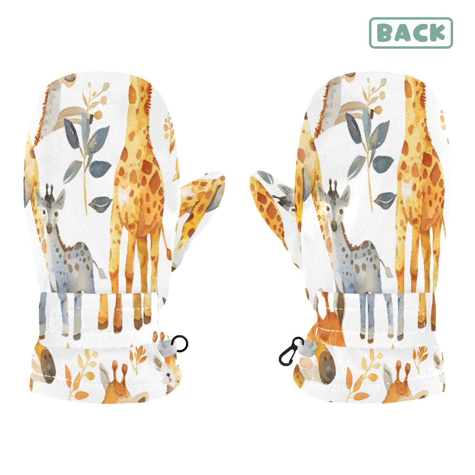 Kid's Winter Gloves Children Warm Gloves Brown Grey Giraffe for Boys Girl Age 4-6 Years