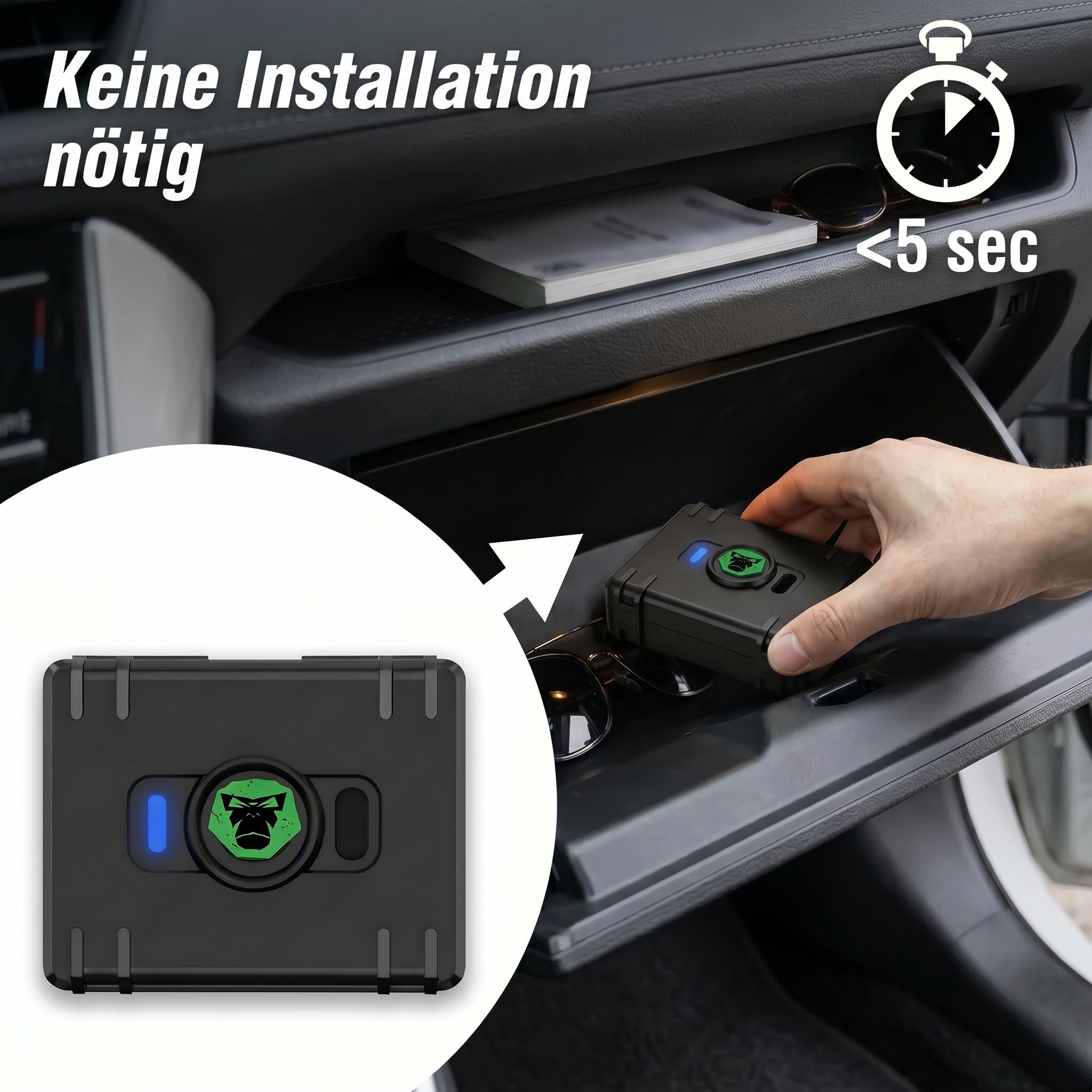 Tracer Easy GPS Tracker per auto, antifurto e mini dispositivo di localizzazione | Per veicoli e oggetti di valore, app iOS e Android, batteria ricaricabile USB-C con 150 giorni di autonomia