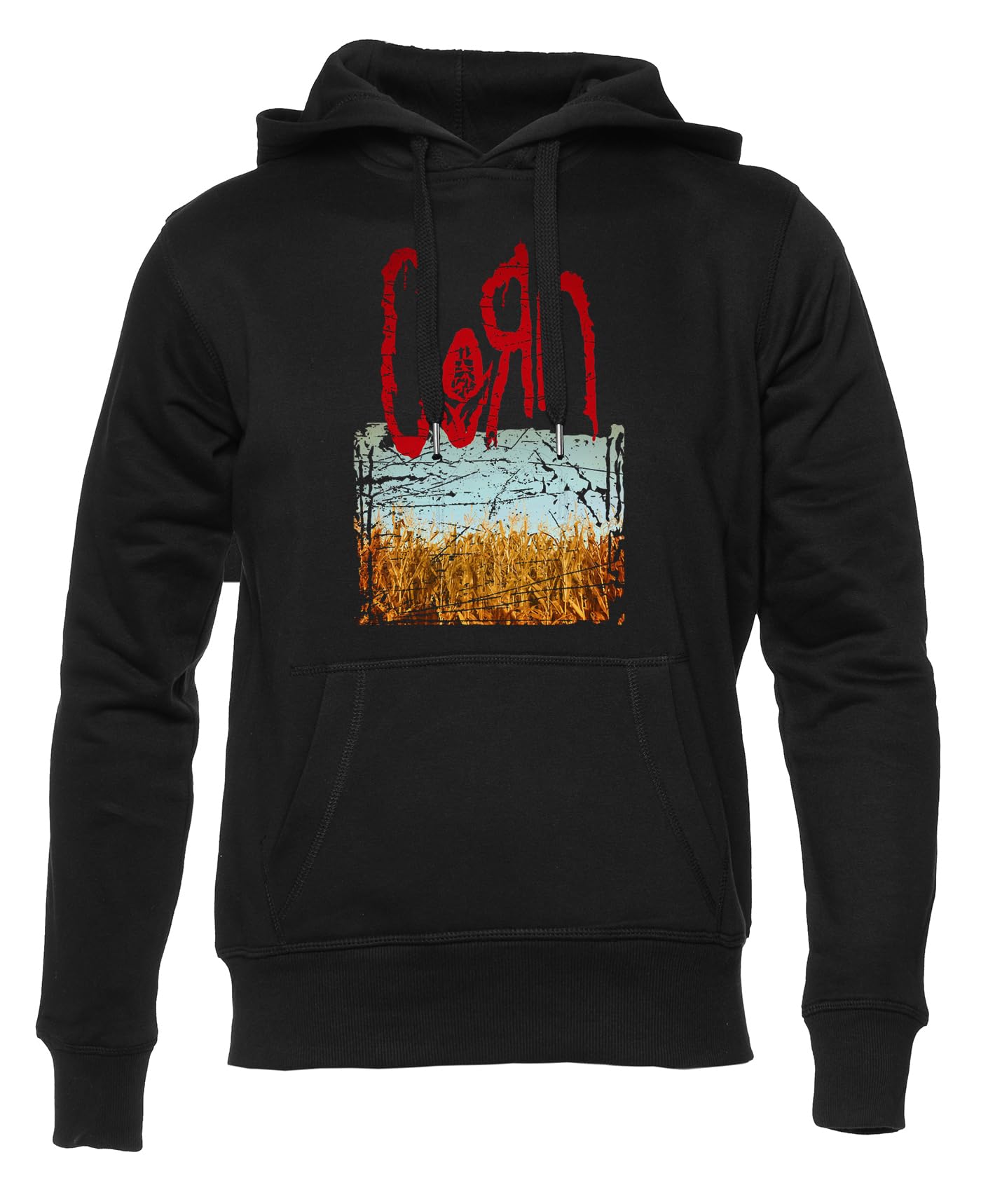 Generico Corn Rock Metal Music Parody Felpa con Cappuccio Unisex Uomo Donna Nero Manica Lunga Hoodie Men's Women's Black