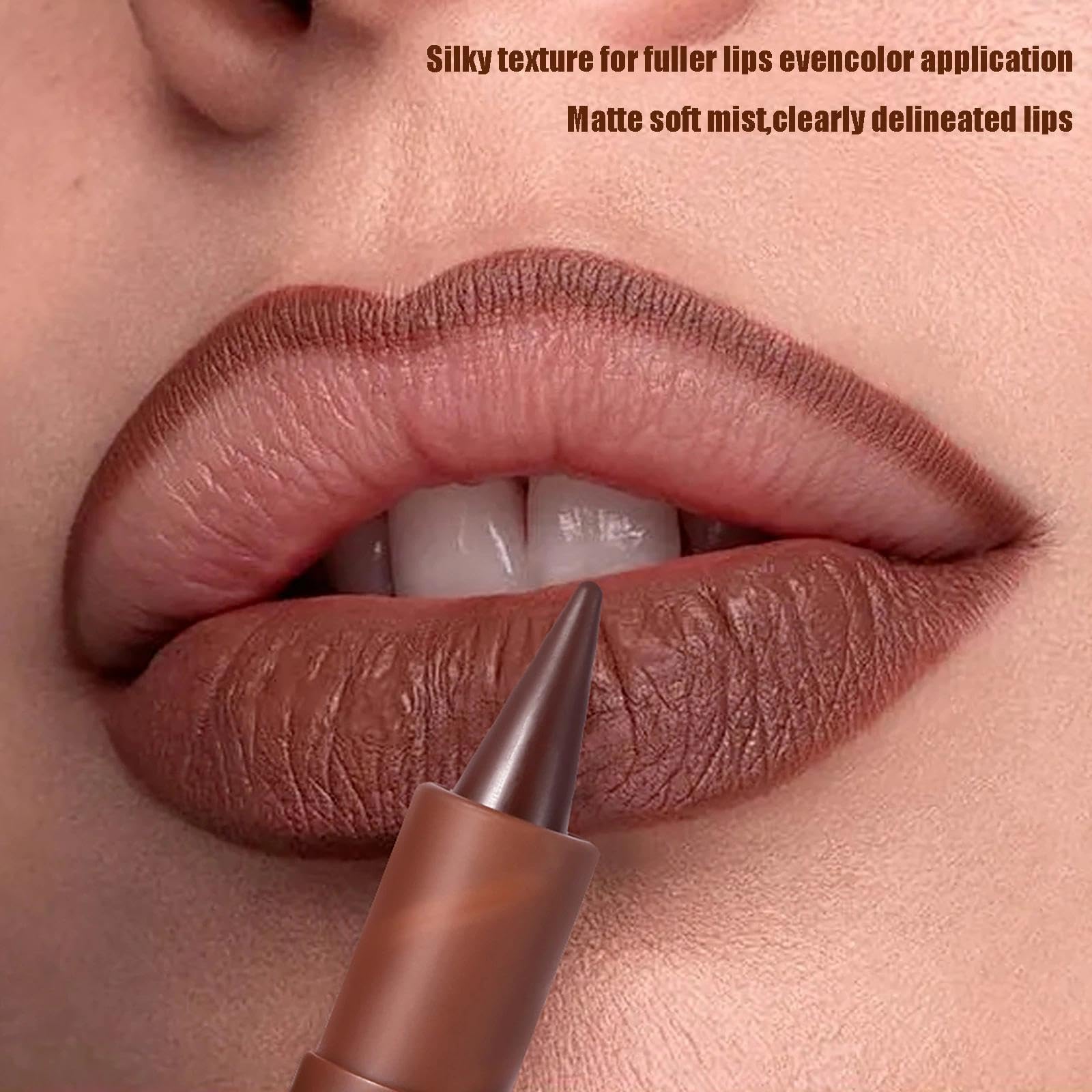 Lip Liner And Gloss Set,Dark Brown Plumping Lip Liner Stain& Moisturizing Butter Glossy Liquid Lipstick,Matte & High Shine Glossy - Image 4
