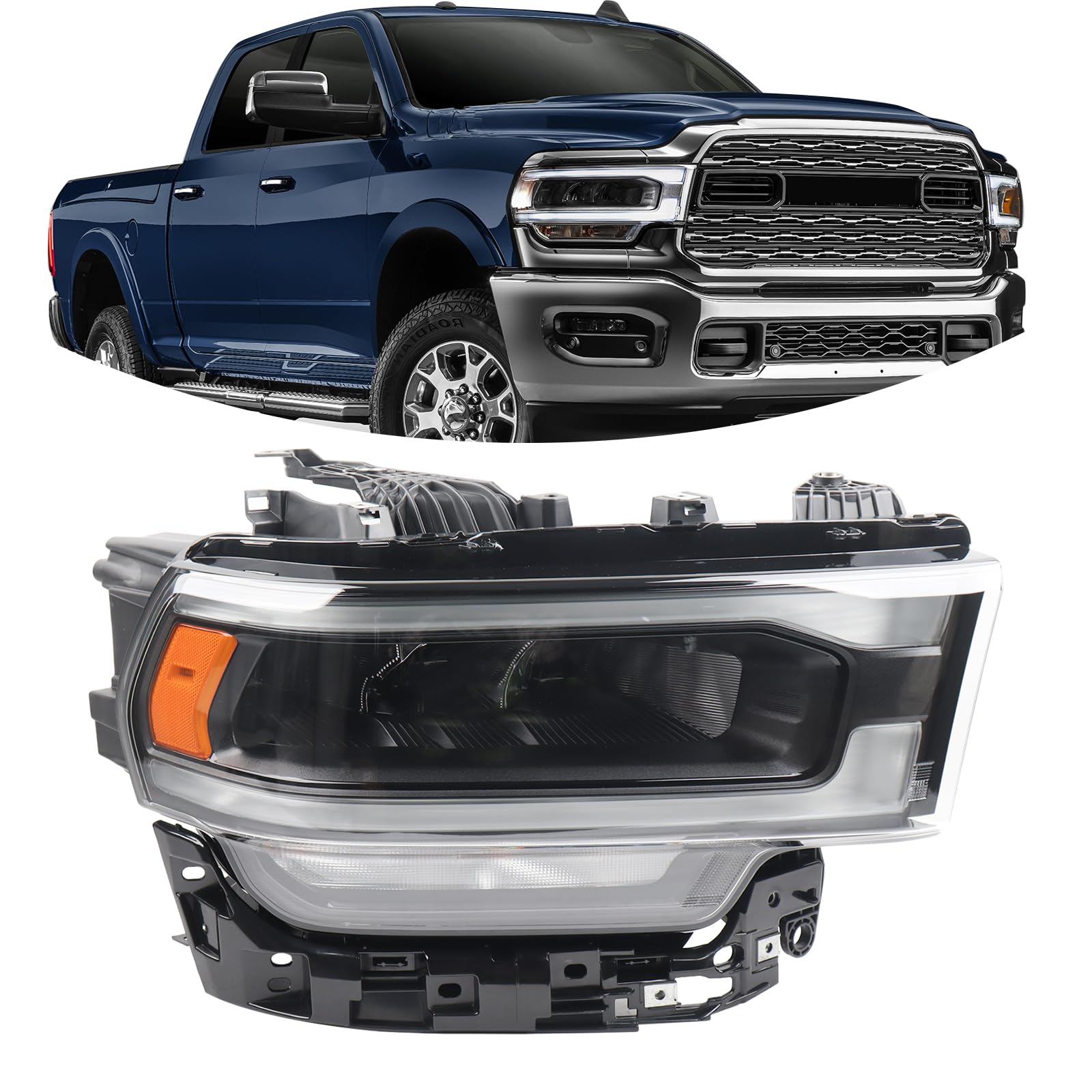 Photo 1 of YEQSHNG LED Headlight Assembly for 2019-2024 Dodge Ram 2500 3500 Right Side