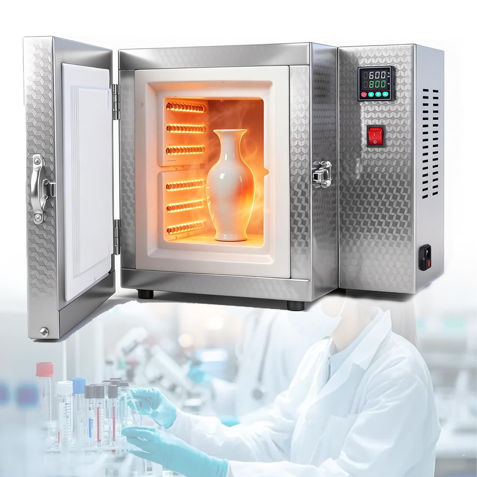 Horno de sinterización eléctrica a 800 °C.