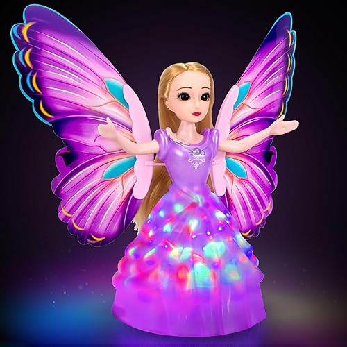 Miniatura 2 de Princess Toys - Robot bailarín, muñecas para cumpleaños de niñas de 3, 4, 5, 6 a 8 años, muñecas de baile de princesa con luces 4D, música y alas de