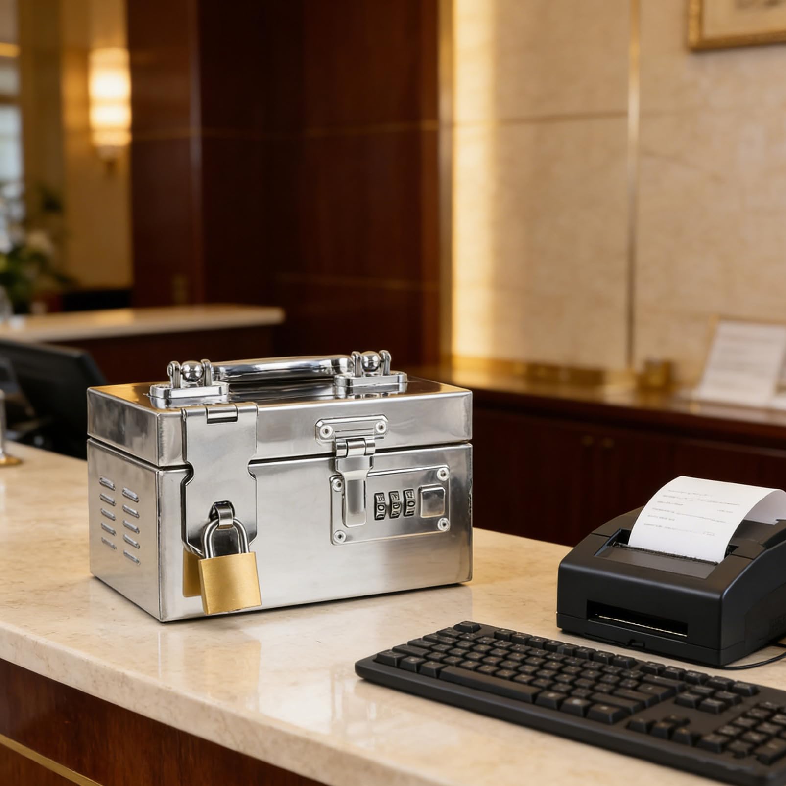 jojofuny Tirelire Incassable avec Grosse Capacité, Design Multifonctionnel Coffre à Cadenas en Acier Inoxydable et Serrure à Code pour Adultes pour Bureau et Maison