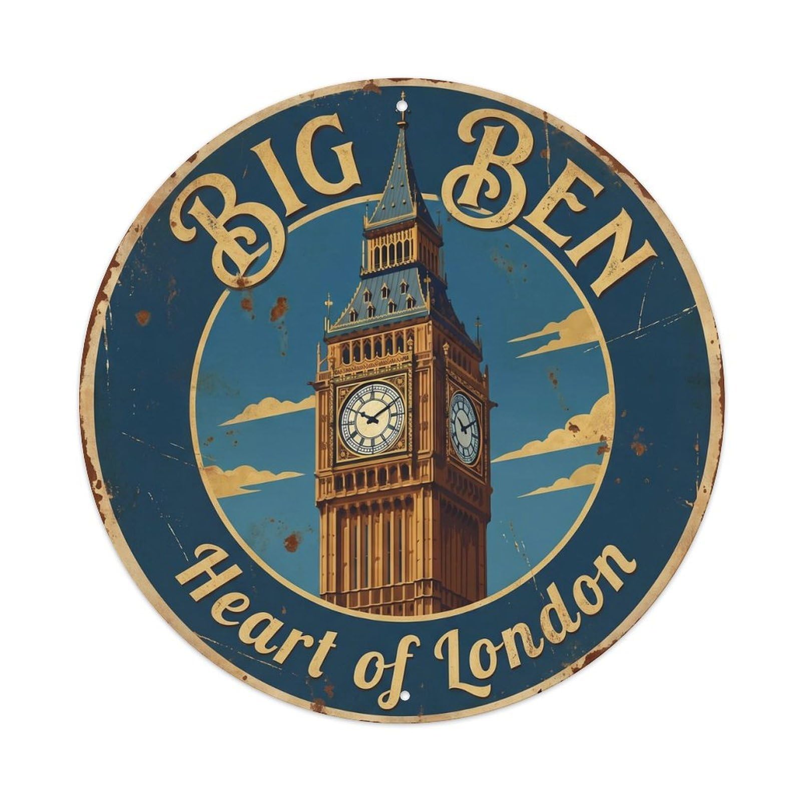 Vintage Travel Big Ben London Iconic Metal Tin Sign Plaque