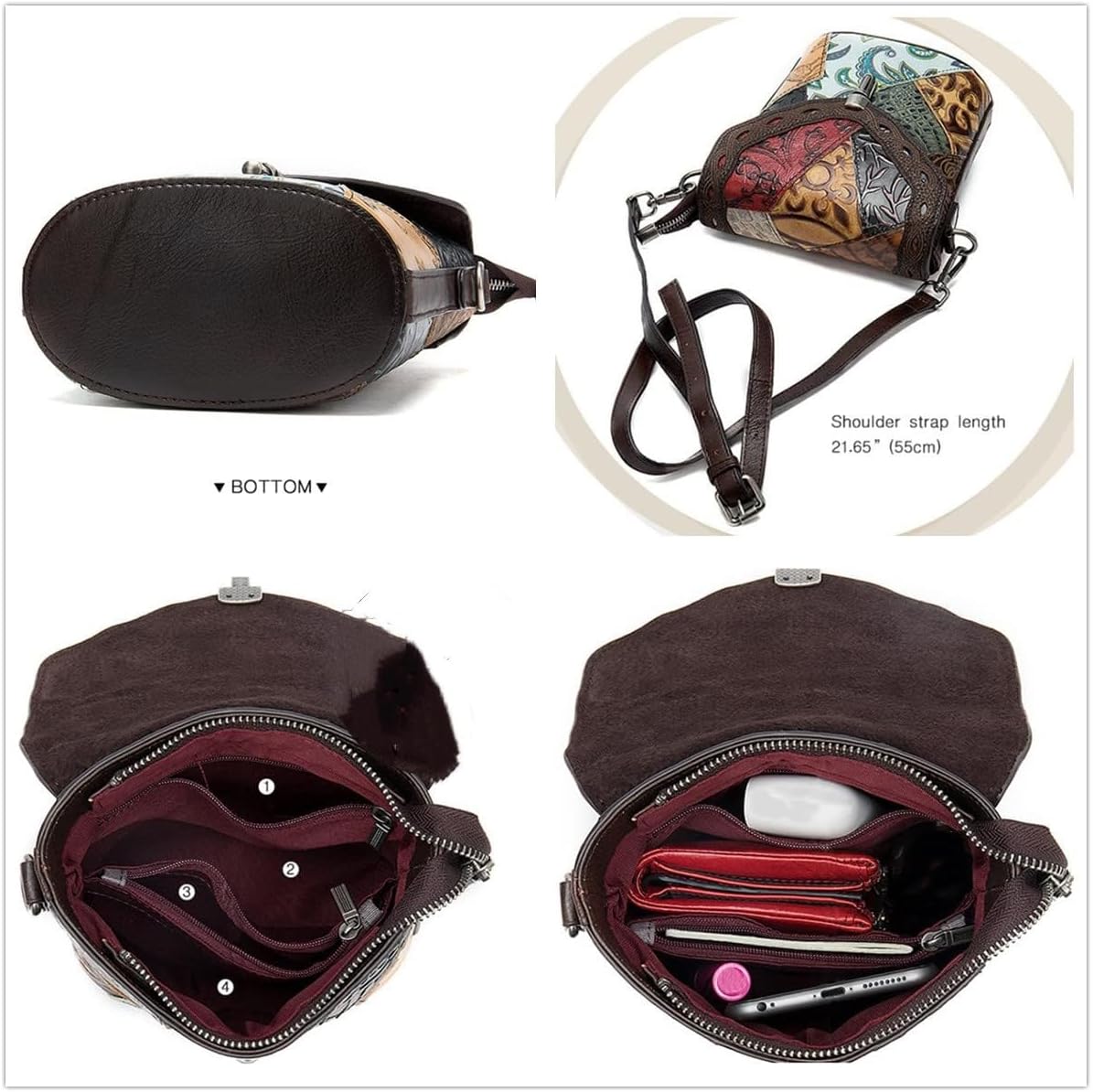 Eysee Cossbody Bags, Cowhide Leather Shoulder Bags, Women Pouch Multicolor