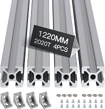 4pcs 1220mm T Slot 2020 Aluminum Extrusion European Standard Anodized Linear Rail for 3D Printer Parts and CNC DIY Silver