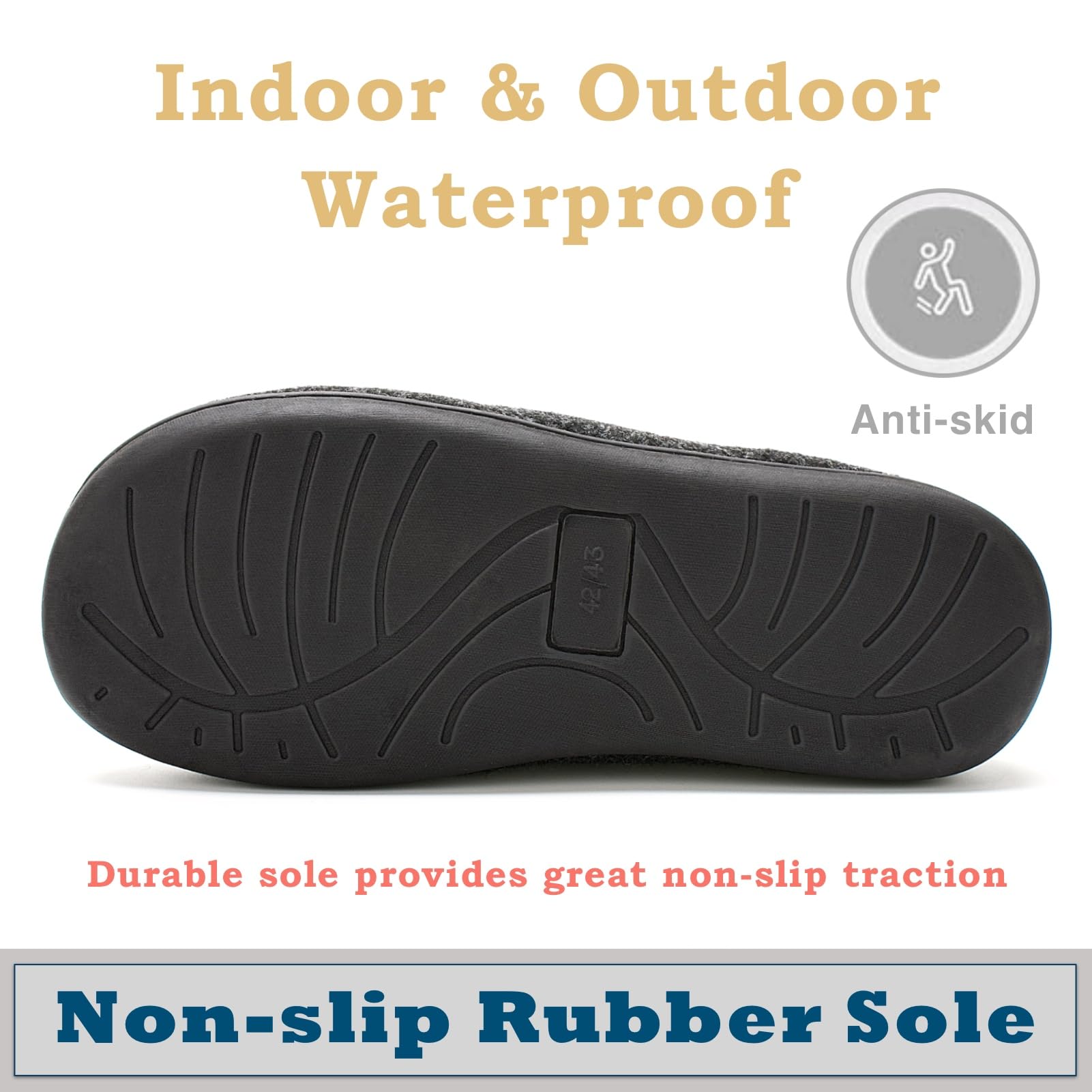 Men’s Slippers Indoor Outdoor, Warm House Shoes for Men with Plush Lining and Non-Slip Sole, Cozy Winter Comfort Footwear Size 7-14
