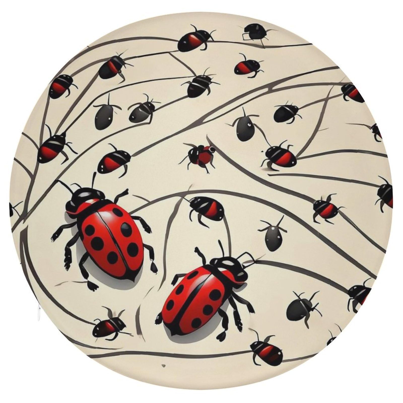 Coussin de méditation rond coccinelle en mousse mémoire pour le salon