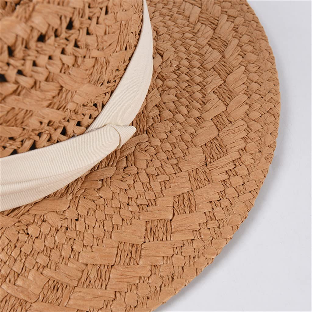 Sombrero de Panamá Tejido a Mano de Verano para Mujer, Sombrero de Copa cóncavo para Hombre, Sombrero con Visera para Vacaciones en la Playa, Sombrero de Playa