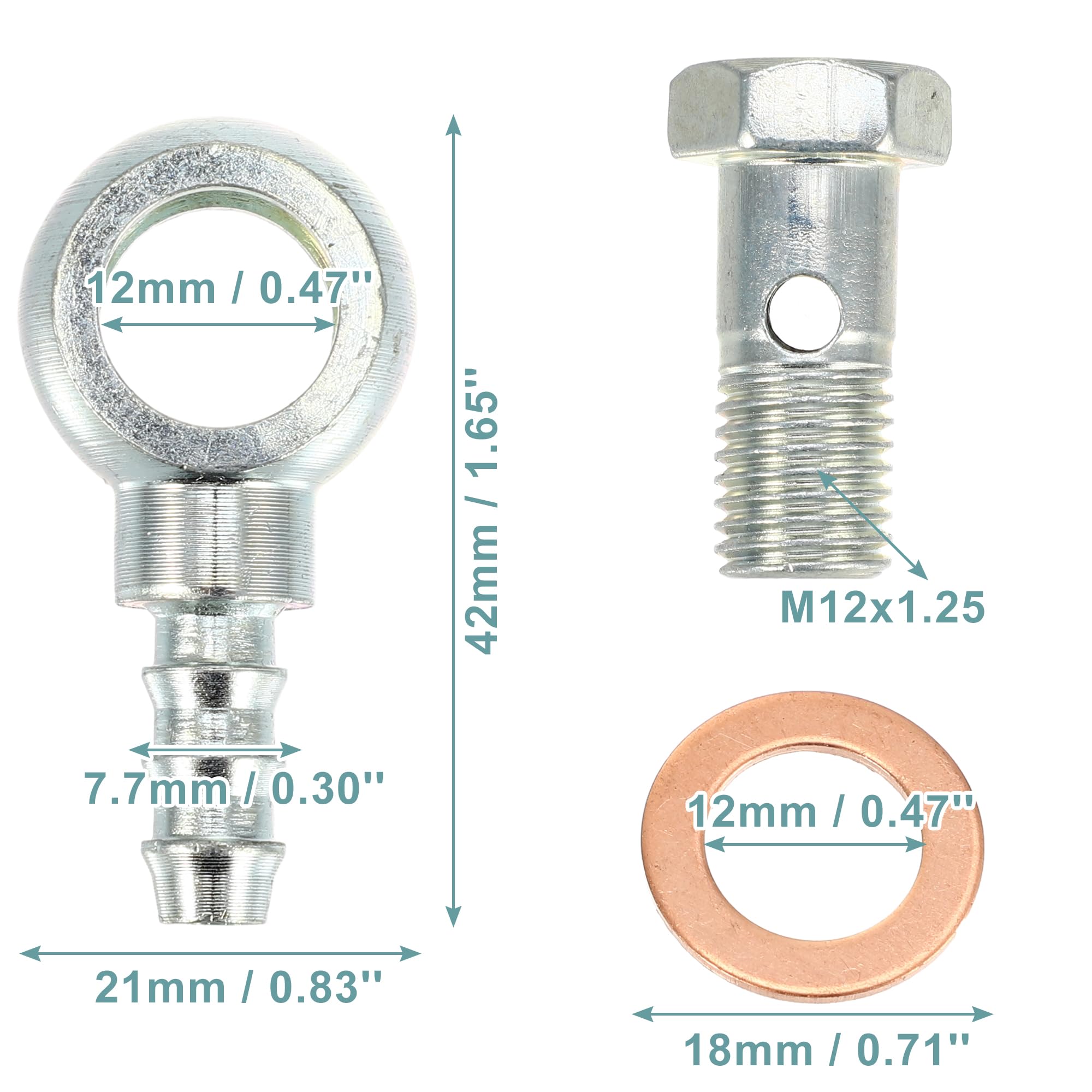 Mavis　バンジョー ACROPIX 12mm ID 7.7 mm OD M12x1.25 Banjo Hose Barb Bolt