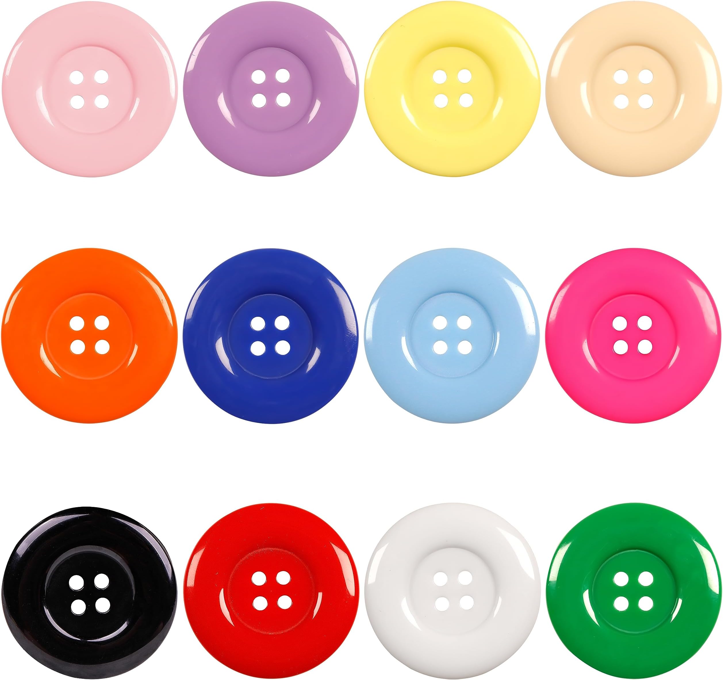 YAKA 50Pcs 1.5inch(38mm) Sewing Resin Buttons Round Shape 4 Holes Craft Buttons for Sewing Scrapbooking and DIY Craft Multicolored