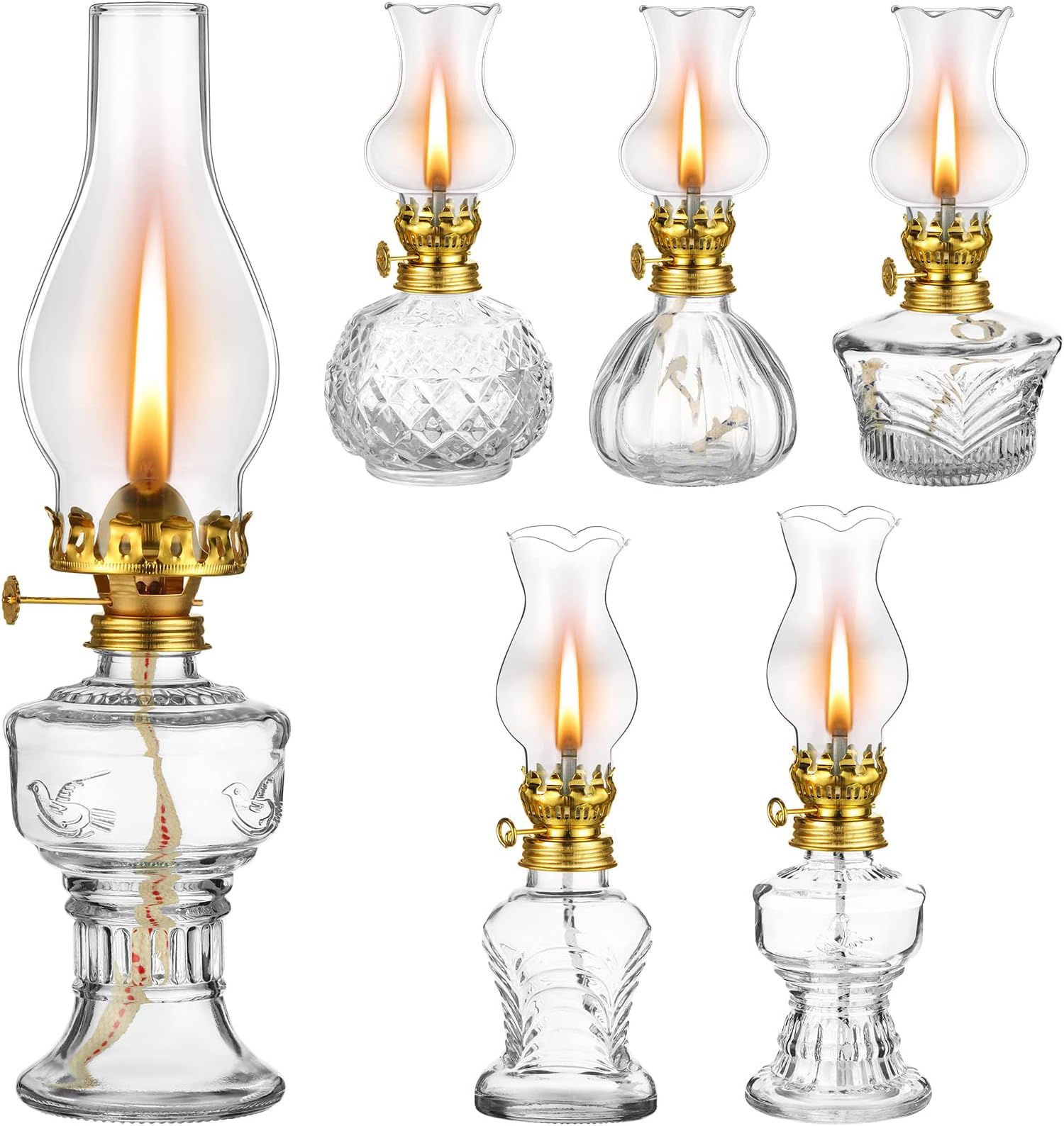 Kittmip 6 Pieces Chamber Oil Lamp for Indoor Use Clear