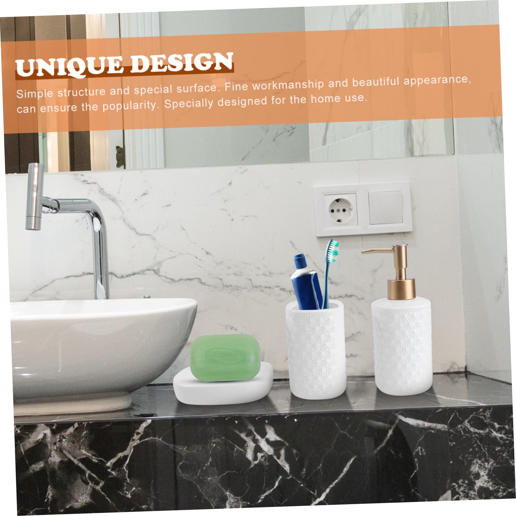 MAGICLULU Dispensador Pasta De Dientes y Jabón Accesorio Baño Vaso Cepillo Dientes Gárgaras