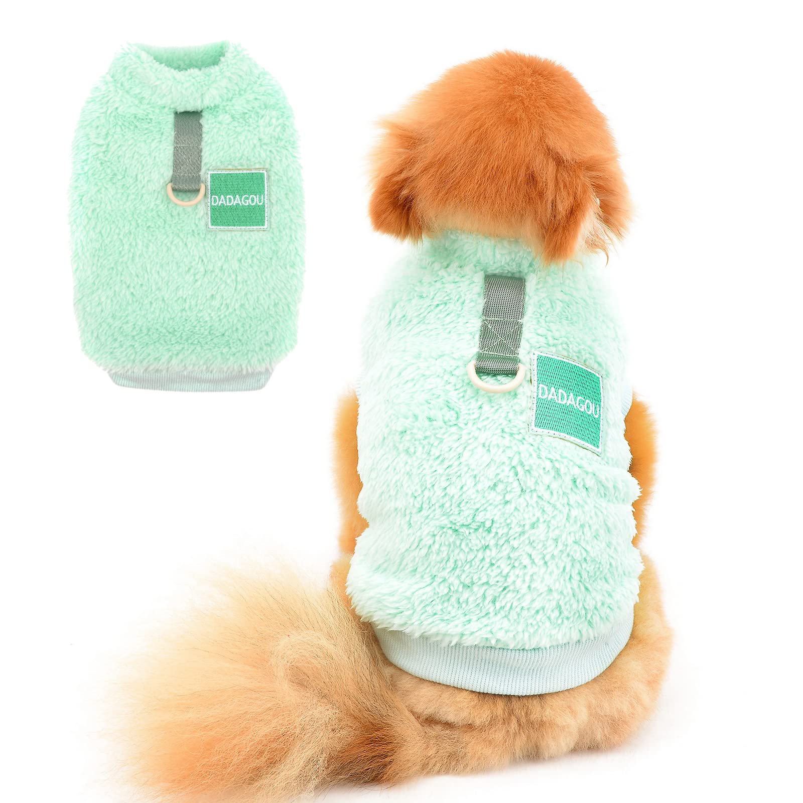 PAIDEFUL Plush Dog Sweaters for Extra Small Dogs Girls Boys Fashion Pure Color Jumpers Warm Pullover Female Chihuahua Puppy Clothes Cold Weather Knitwear Pet Cat Apparel Winter Autumn Green S