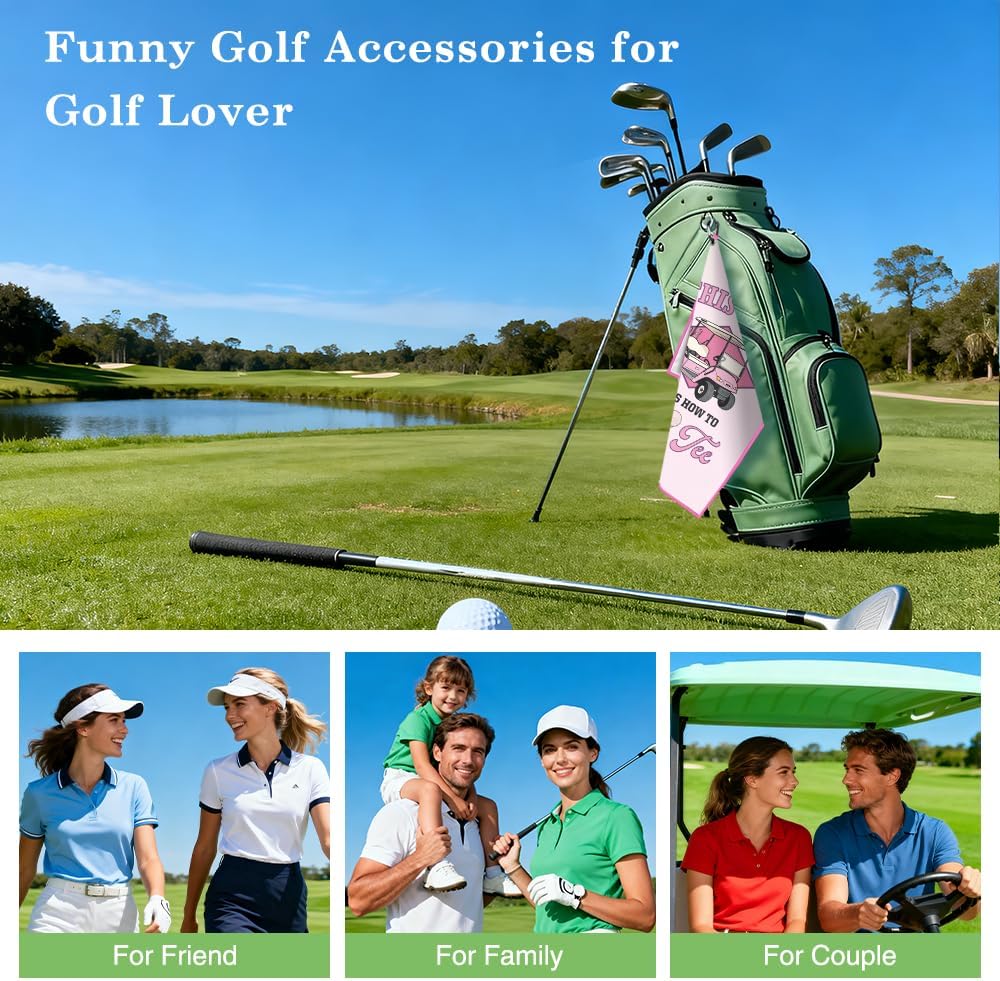 This Girl Know How to Par Tee Pink Golf Towel, Funny Golf Bag Towel with Clip, Golfing Accessories for Women, Golfing Gifts for Daughter Golfer Mom, Birthday Gifts for Sport Lover Sister Friend - Image 6