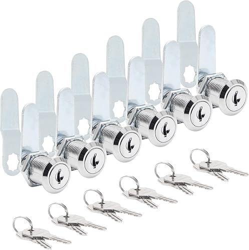 Uenhoy Paquete de 6 cerraduras de leva para gabinete con llave similar, juego de cerradura de leva de 1 pulgada (0.984 in) para armarios, cajones,