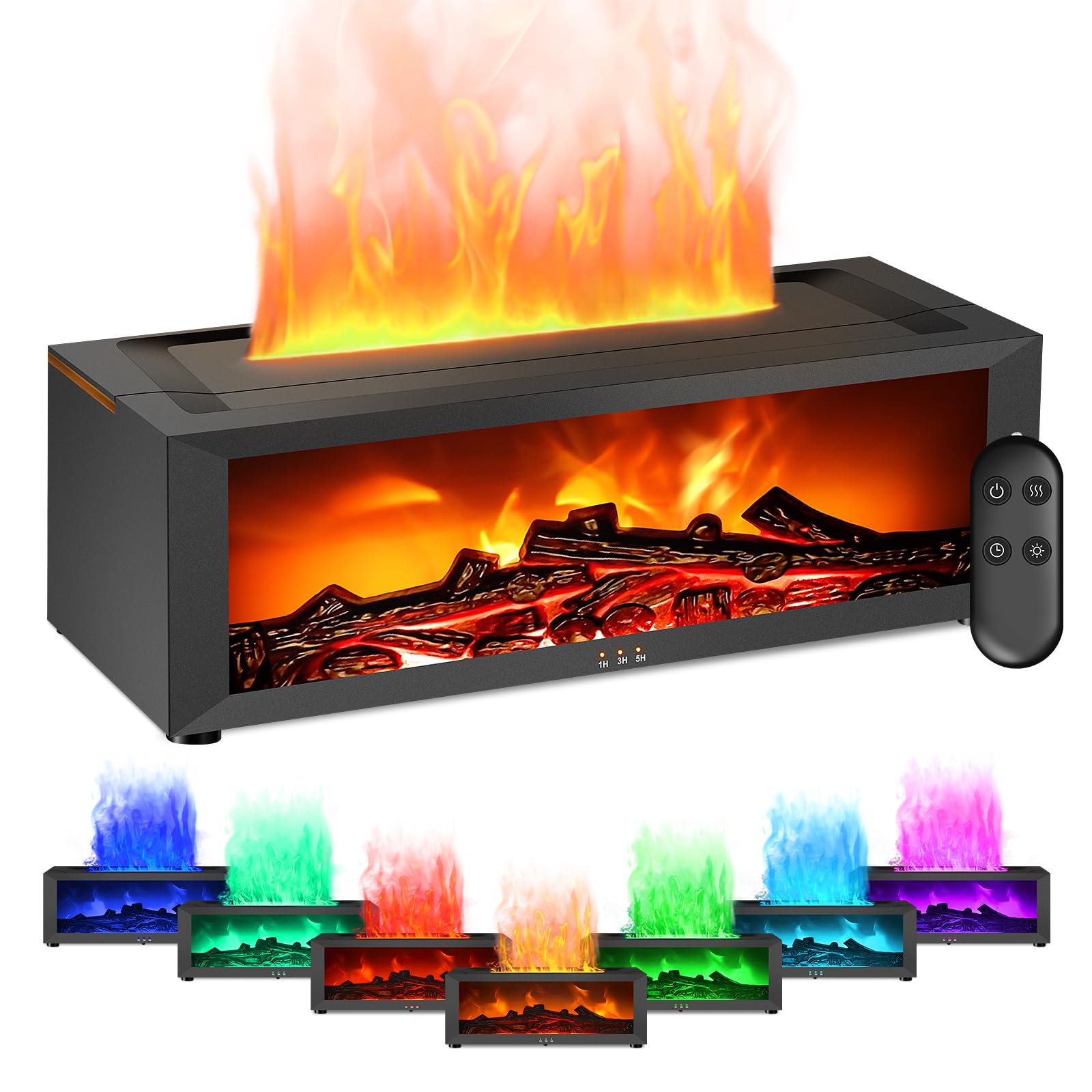 BuzzoXerex Diffuseur Huiles Essentielles Cheminée, Diffuseur Parfum Maison Flamme avec Télécommande, 7 Types de Lampes LED Avec Minuterie, Idéal Pour la Maison Bureau Sport