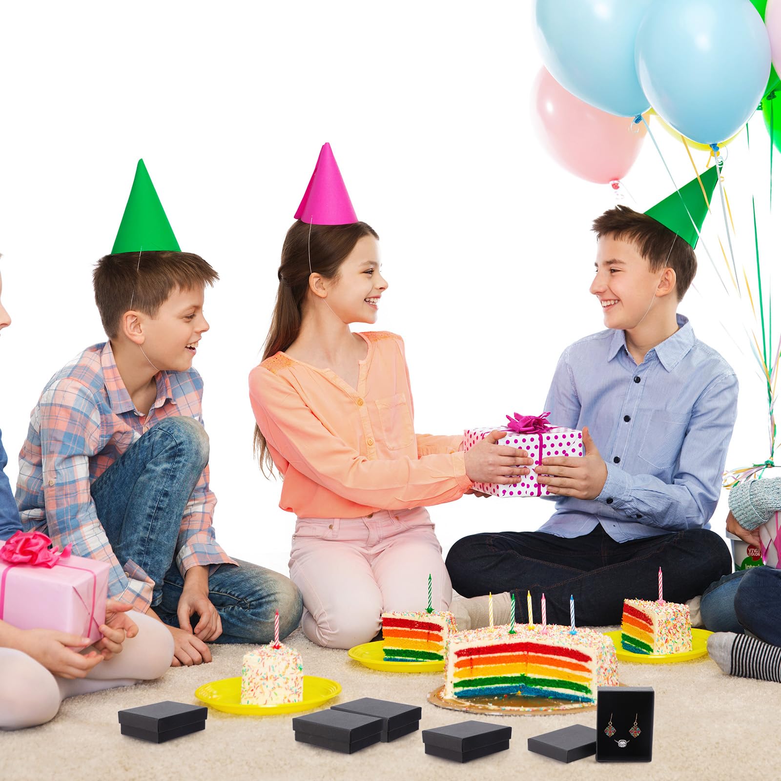 Sasylvia 36 Pcs Jewelry Gift Boxes Small Jewelry Packaging Boxes with Lids with Foam Cushion, 3.5 x 2.8 x 1.2 Inch (Black)