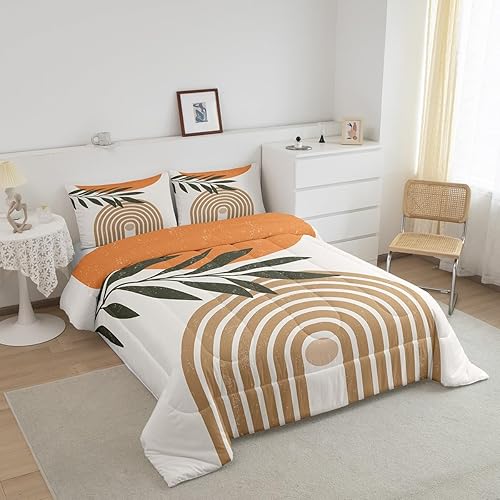 Miniatura 2 de Juego de edredón abstracto con diseño de sol y luna, tamaño Queen, juego de ropa de cama bohemio con hojas exóticas para niños y niñas, decoración