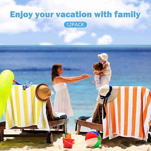 Miniatura 5 de Tudomro 12 toallas de playa turcas de gran tamaño, toalla de piscina grande de 30 x 60 pulgadas, toallas de playa a granel de algodón, toalla de