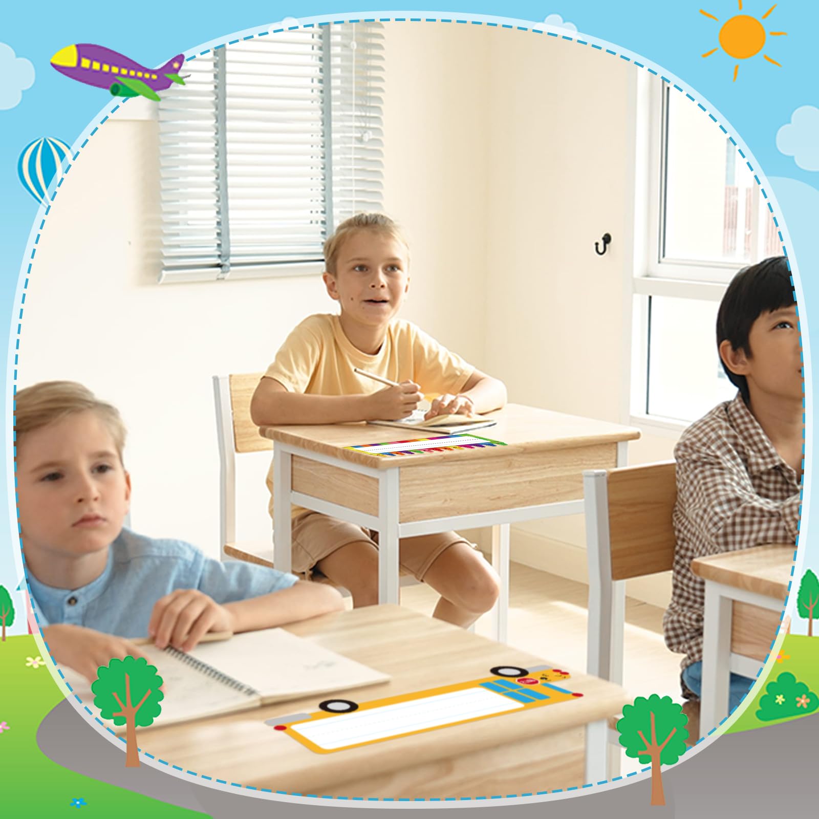 Eaasty Lot de 60 étiquettes de nom pour bureaux de classe, cahiers, crayons, étiquettes de bus, étiquettes pour la rentrée scolaire, le premier jour d'école, la maternelle, le casier, le tableau